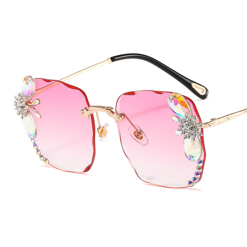 Frameless Trendy Rhinestone Sunglasses