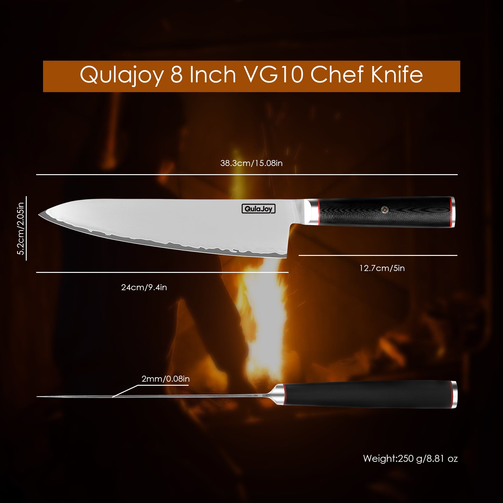 Qulajoy VG10 Chef Knife, Japanese 10Cr15MoV Steel Chefs Knives