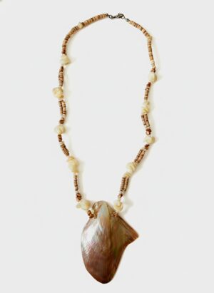 Shell Necklace with Troca Nugget & Wooden Beads